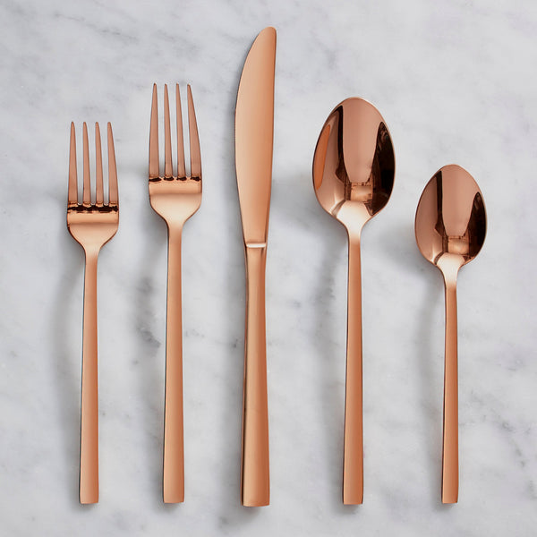 Flatware Silverware 20 Piece Cutlery Utensils Set for 4, Copper