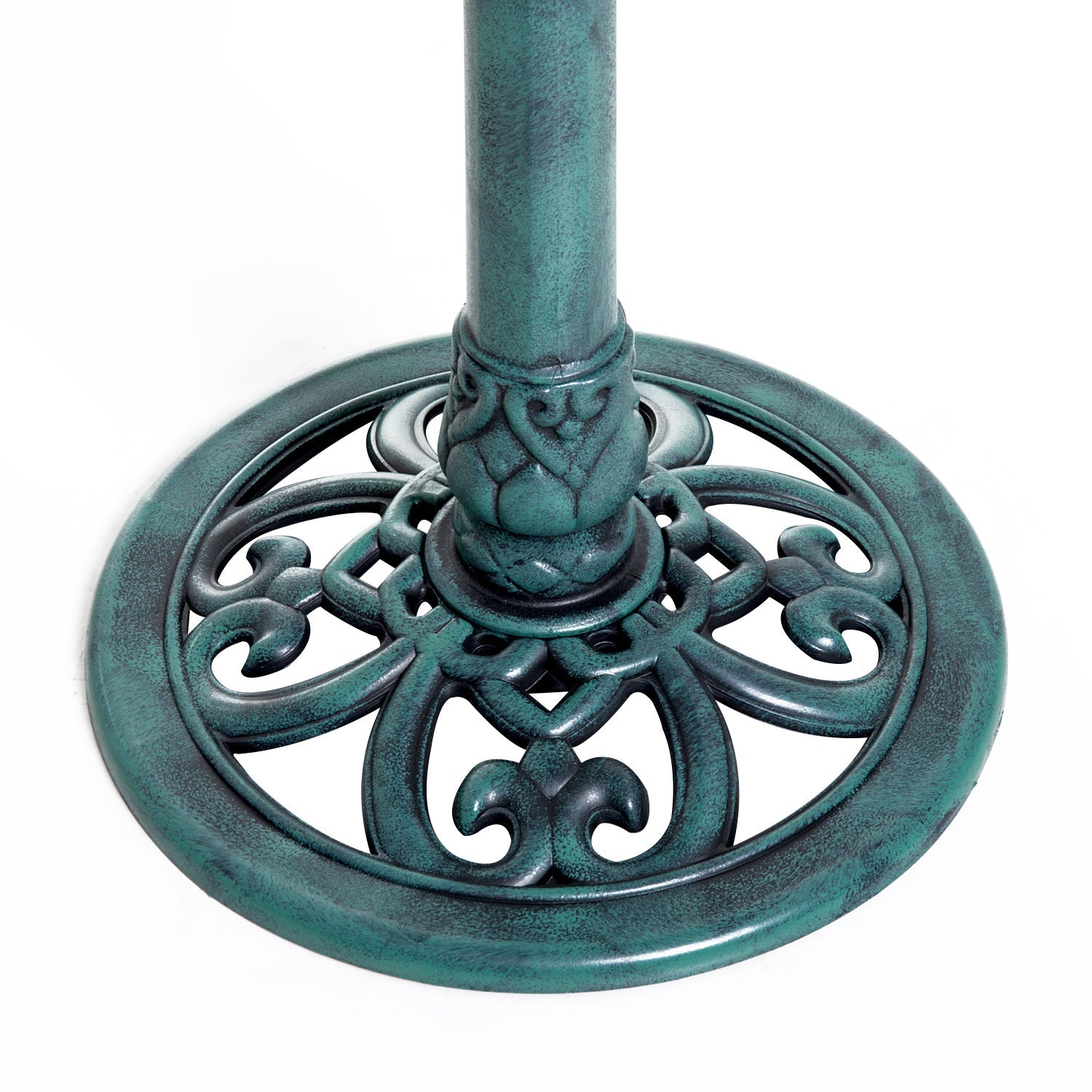 Resin Bird Bath Green Verdigris Pedestal 27 Inch
