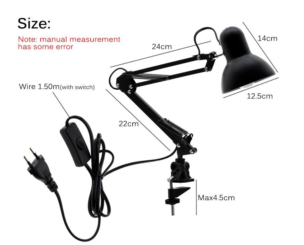 Flexible Led Desk Lamp Home Office Modern Table Lamp Metal Architect Adjustable Folding Reading Light Decorative Table Lamp Cute Study Lamps for Bedroom Décor