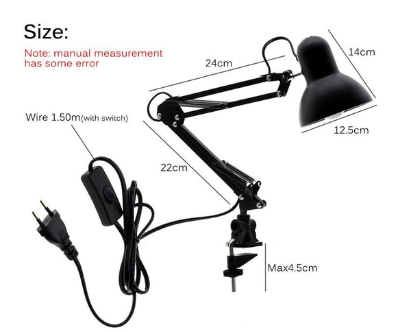 Flexible Led Desk Lamp Home Office Modern Table Lamp Metal Architect Adjustable Folding Reading Light Decorative Table Lamp Cute Study Lamps for Bedroom Décor