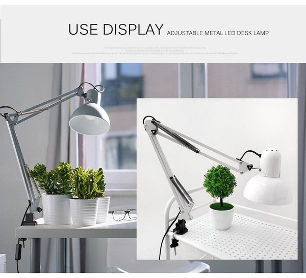 Flexible Led Desk Lamp Home Office Modern Table Lamp Metal Architect Adjustable Folding Reading Light Decorative Table Lamp Cute Study Lamps for Bedroom Décor