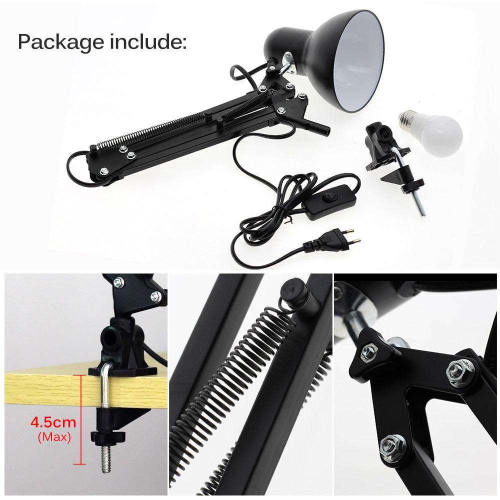 Flexible Led Desk Lamp Home Office Modern Table Lamp Metal Architect Adjustable Folding Reading Light Decorative Table Lamp Cute Study Lamps for Bedroom Décor