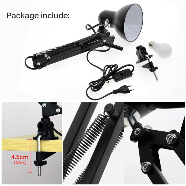 Flexible Led Desk Lamp Home Office Modern Table Lamp Metal Architect Adjustable Folding Reading Light Decorative Table Lamp Cute Study Lamps for Bedroom Décor