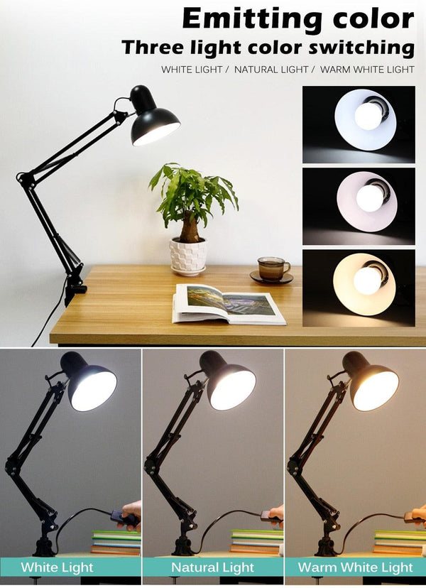 Flexible Led Desk Lamp Home Office Modern Table Lamp Metal Architect Adjustable Folding Reading Light Decorative Table Lamp Cute Study Lamps for Bedroom Décor