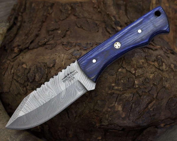 Flint Damascus Steel Skinning Knife with Pakkawood Handle - Gifts for You 'n Me