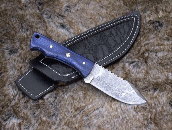Flint Damascus Steel Skinning Knife with Pakkawood Handle - Gifts for You 'n Me