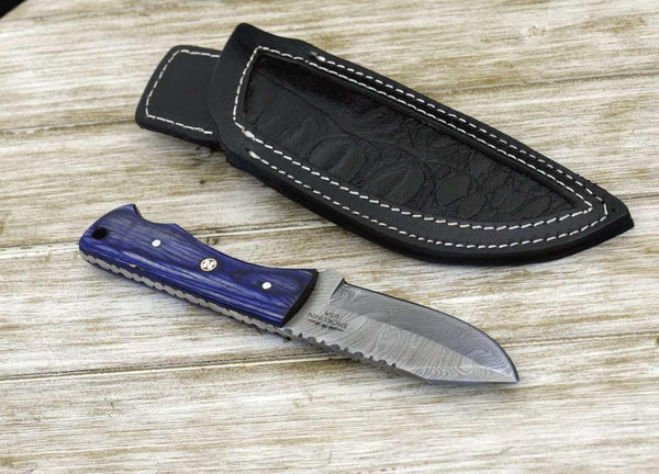 Flint Damascus Steel Skinning Knife with Pakkawood Handle - Gifts for You 'n Me