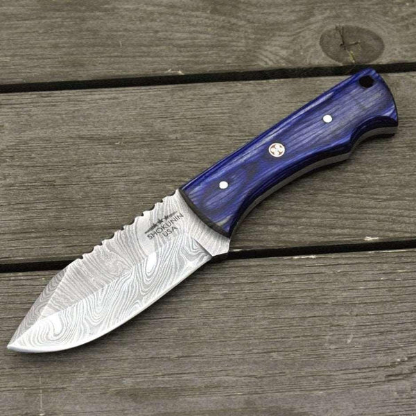 Flint Damascus Steel Skinning Knife with Pakkawood Handle - Gifts for You 'n Me