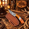 Floral-Etched D2 Cowboy Skinner Knife – Honeycomb Resin Handle