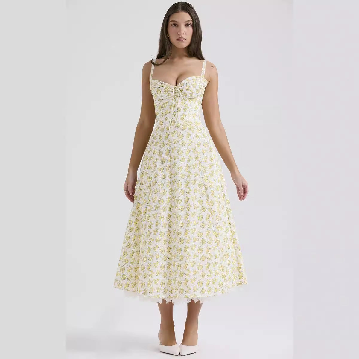 Floral series French summer camisole gentle style dress slimming floral camisole long skirt