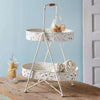 Flower Embossed Two-Tier Tray in Metal