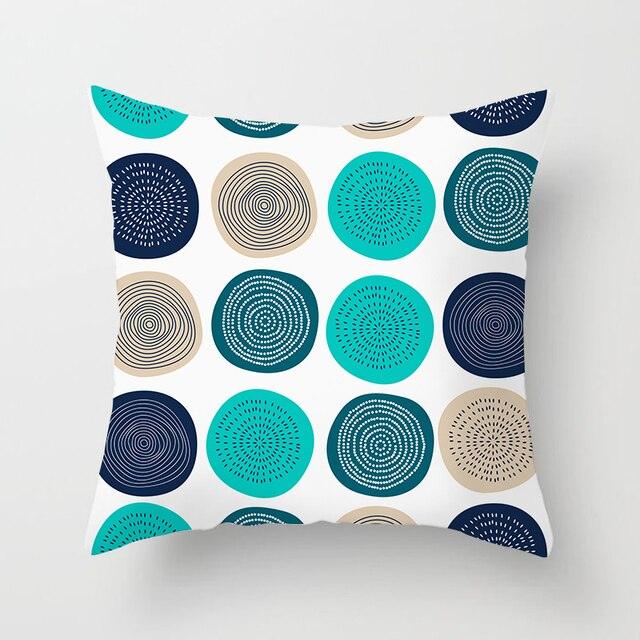 Flower Leaves Pattern Throw Pillow Case Teal Blue Cushion Covers Modern Teal Throw Pillow Covers Ocean Bohemia Decorative Couch Pillow Cases Sea Cotton Linen Decorative Pillowcases