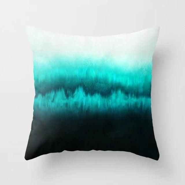 Flower Leaves Pattern Throw Pillow Case Teal Blue Cushion Covers Modern Teal Throw Pillow Covers Ocean Bohemia Decorative Couch Pillow Cases Sea Cotton Linen Decorative Pillowcases