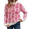 Flower Round Neck Long Sleeve Sweater