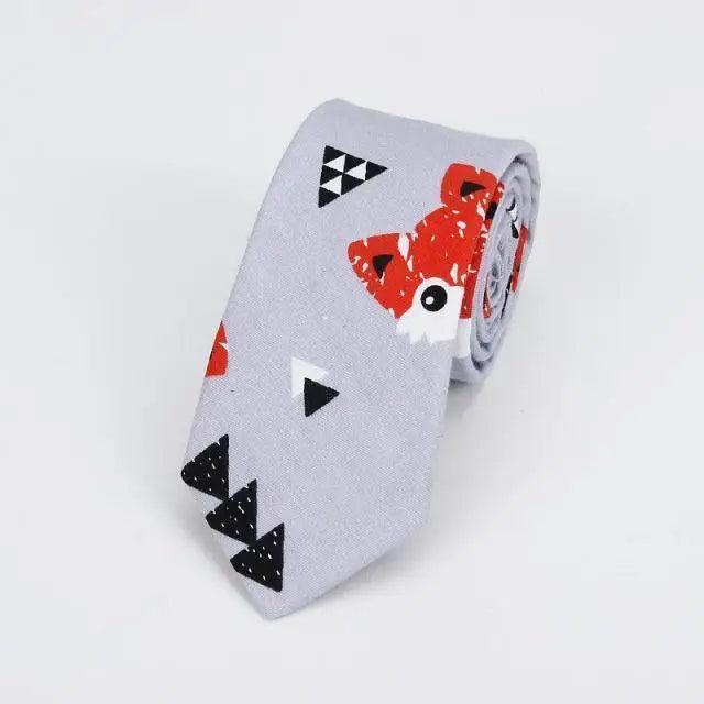 Flower Theme Cotton Slim Men Necktie Casual Business Design Skinny Necktie Floral Print Party Necktie For Men