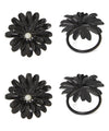 Vibhsa Black Floral Napkin Rings | Set of 4, Pearl Accents, Handcrafted