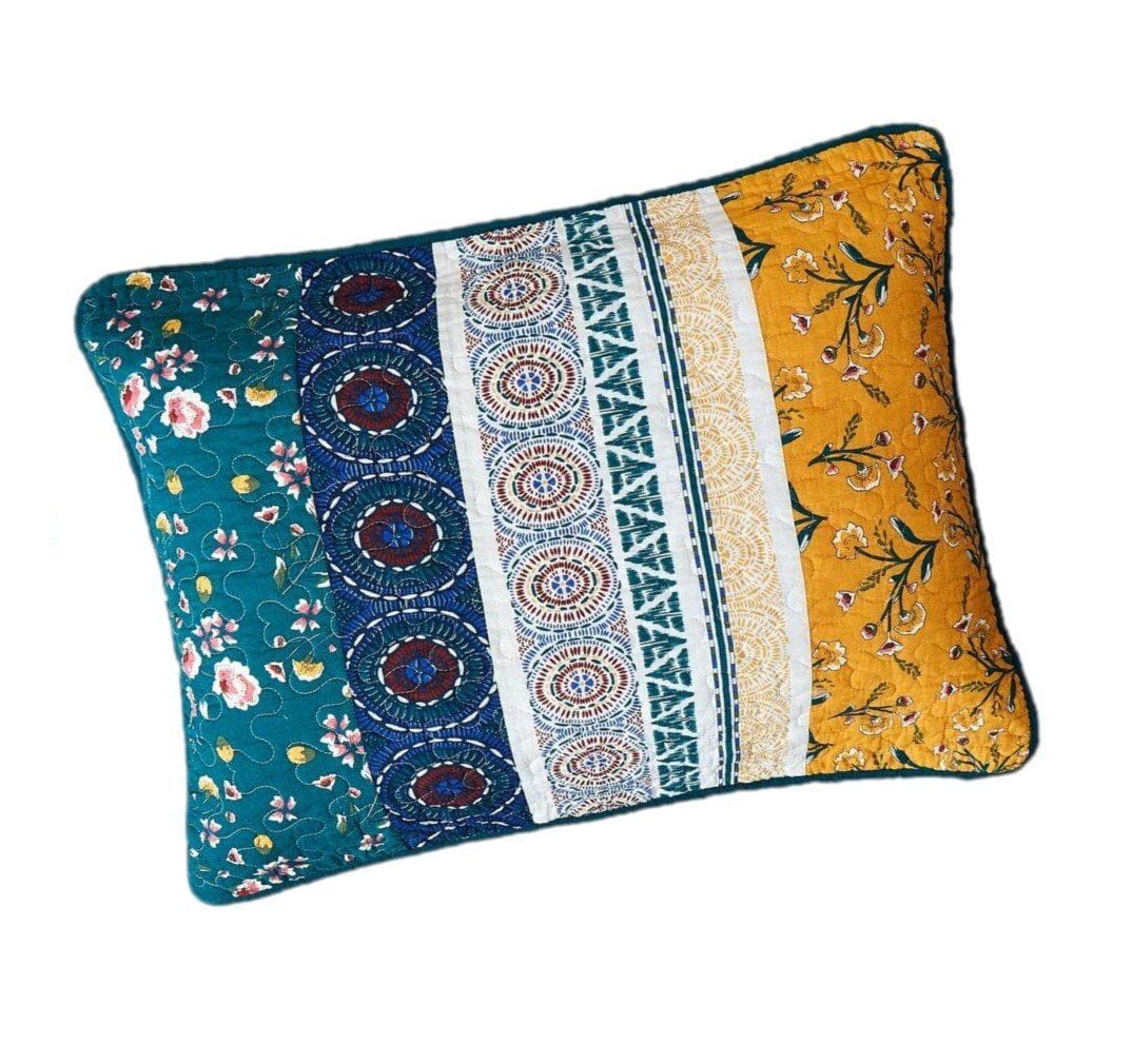 DaDa Bedding Patchwork Bed of Wild Flowers Floral King Size Pillow Sham Cover, 20