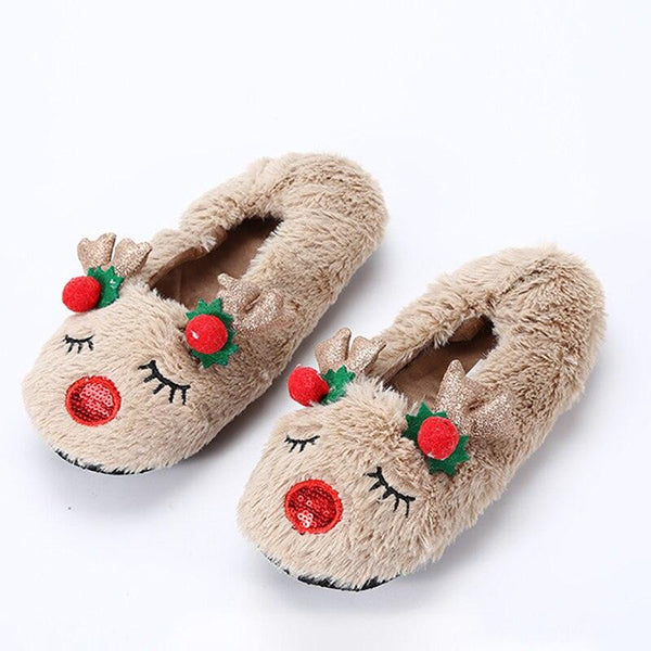 Fluffy Slippers Women Warm Cute Christmas Slippers Indoor Non-Slip Cotton Slippers For Home Cozy Soft Memory Foam House Slippers Cozy Fluffy Fuzzy Bedroom Slippers Indoor Outdoor Home Warm Slippers