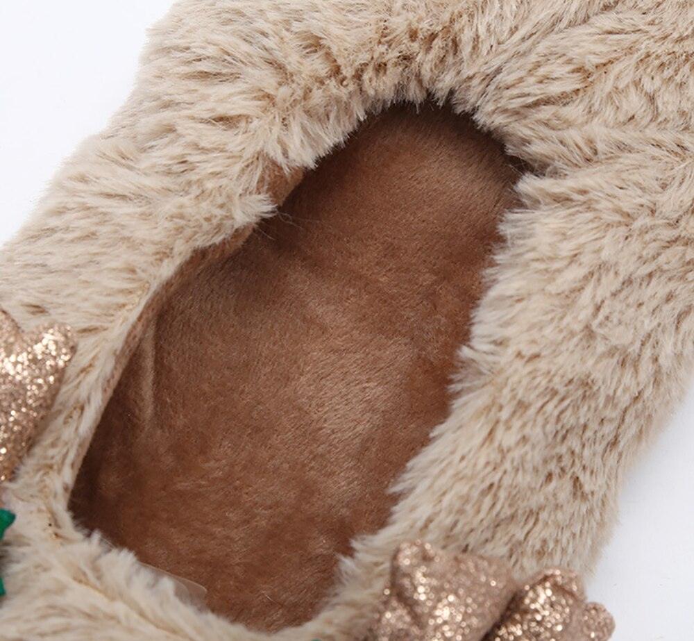 Fluffy Slippers Women Warm Cute Christmas Slippers Indoor Non-Slip Cotton Slippers For Home Cozy Soft Memory Foam House Slippers Cozy Fluffy Fuzzy Bedroom Slippers Indoor Outdoor Home Warm Slippers