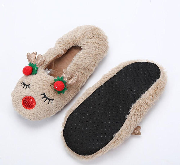 Fluffy Slippers Women Warm Cute Christmas Slippers Indoor Non-Slip Cotton Slippers For Home Cozy Soft Memory Foam House Slippers Cozy Fluffy Fuzzy Bedroom Slippers Indoor Outdoor Home Warm Slippers