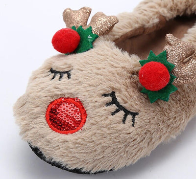 Fluffy Slippers Women Warm Cute Christmas Slippers Indoor Non-Slip Cotton Slippers For Home Cozy Soft Memory Foam House Slippers Cozy Fluffy Fuzzy Bedroom Slippers Indoor Outdoor Home Warm Slippers