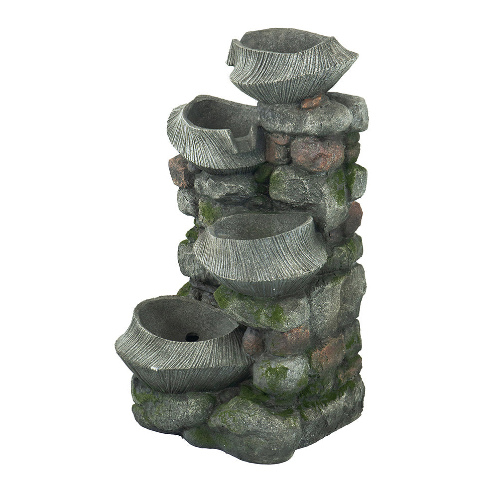 Resin Fluted Basin Tiered Outdoor Water Fountain 650 GPH