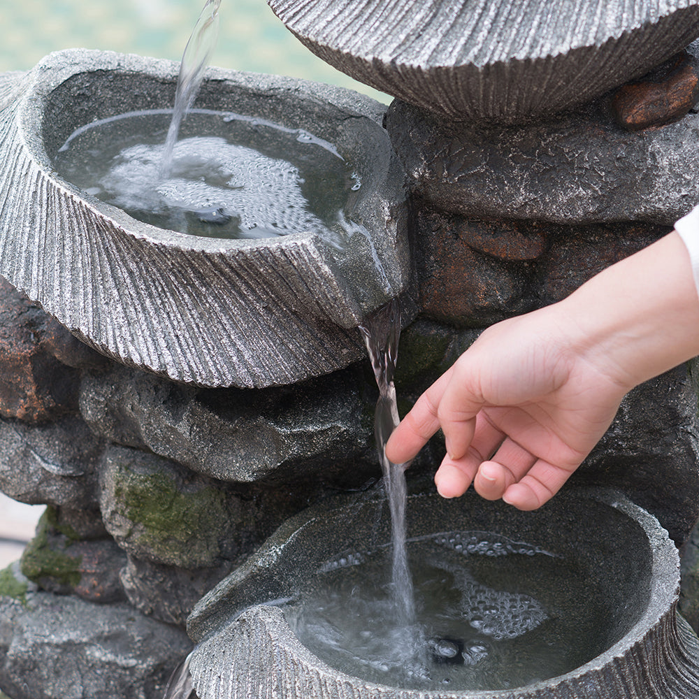 Resin Fluted Basin Tiered Outdoor Water Fountain 650 GPH