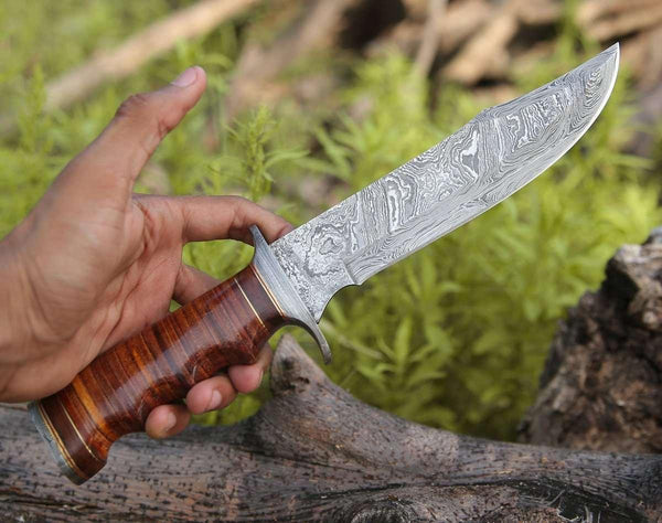 Flux Bowie Knife with Stacked Leather Handle - Gifts for You 'n Me
