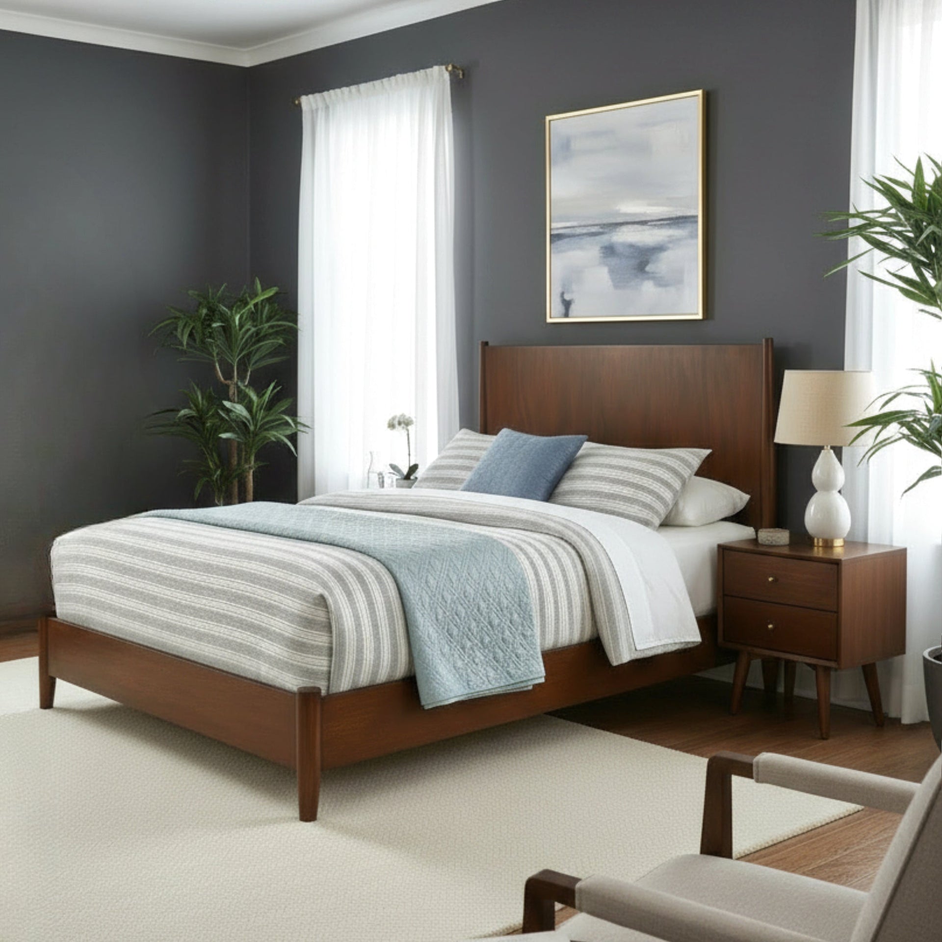 Flynn Panel Bed, Walnut