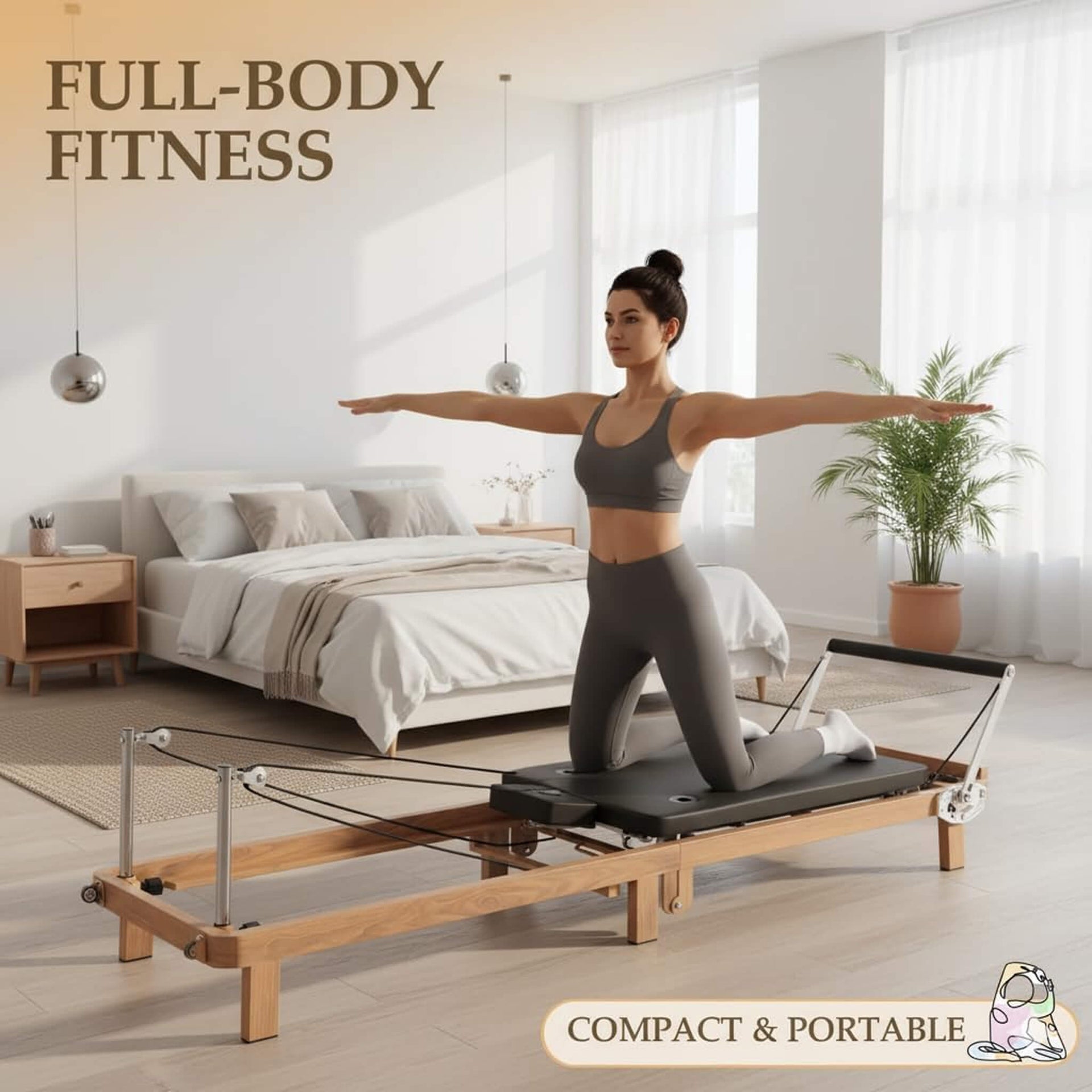 Apex Foldable Dual Resistance Pilates Reformer With Jumpboard (SAK83914)