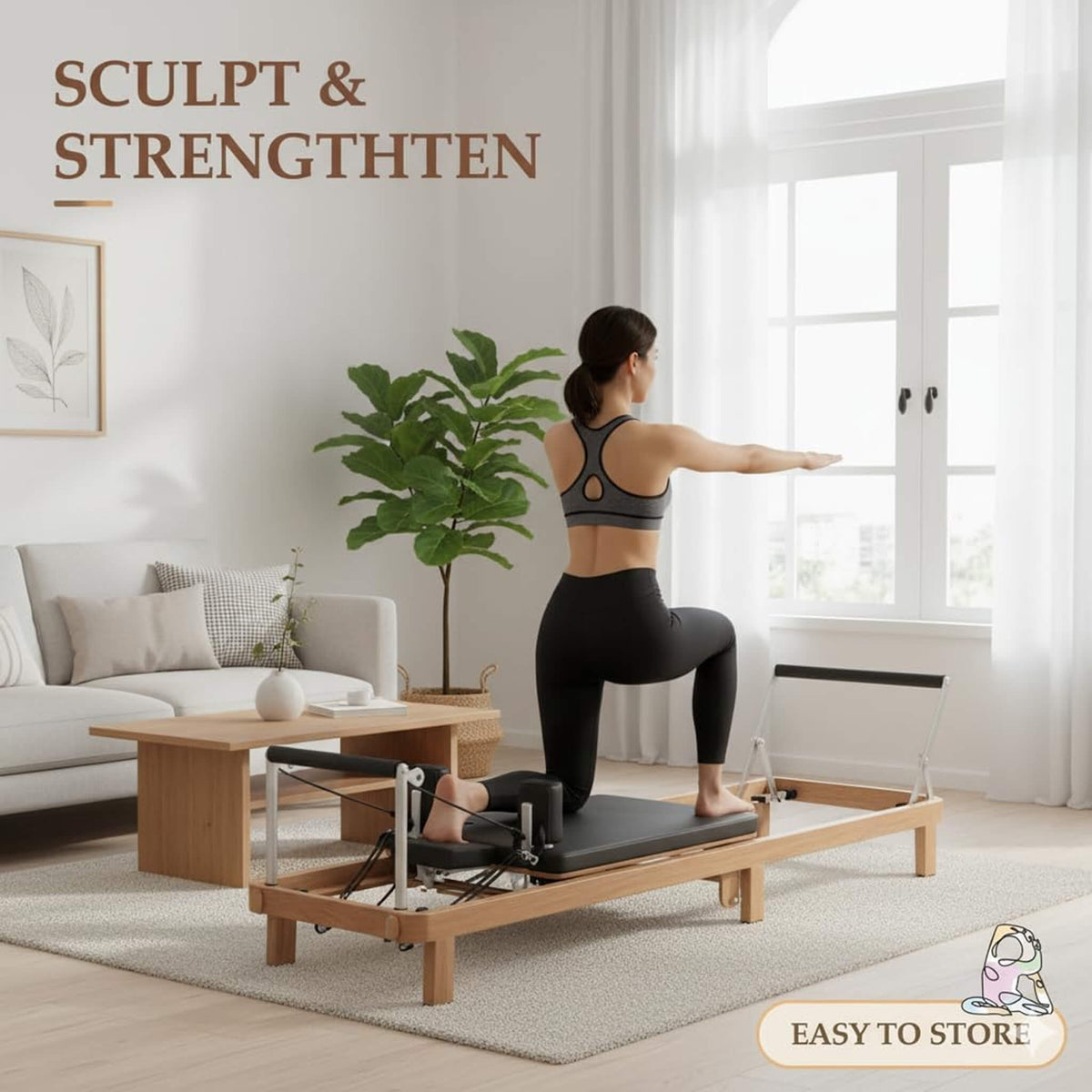 Apex Foldable Dual Resistance Pilates Reformer With Jumpboard (SAK83914)