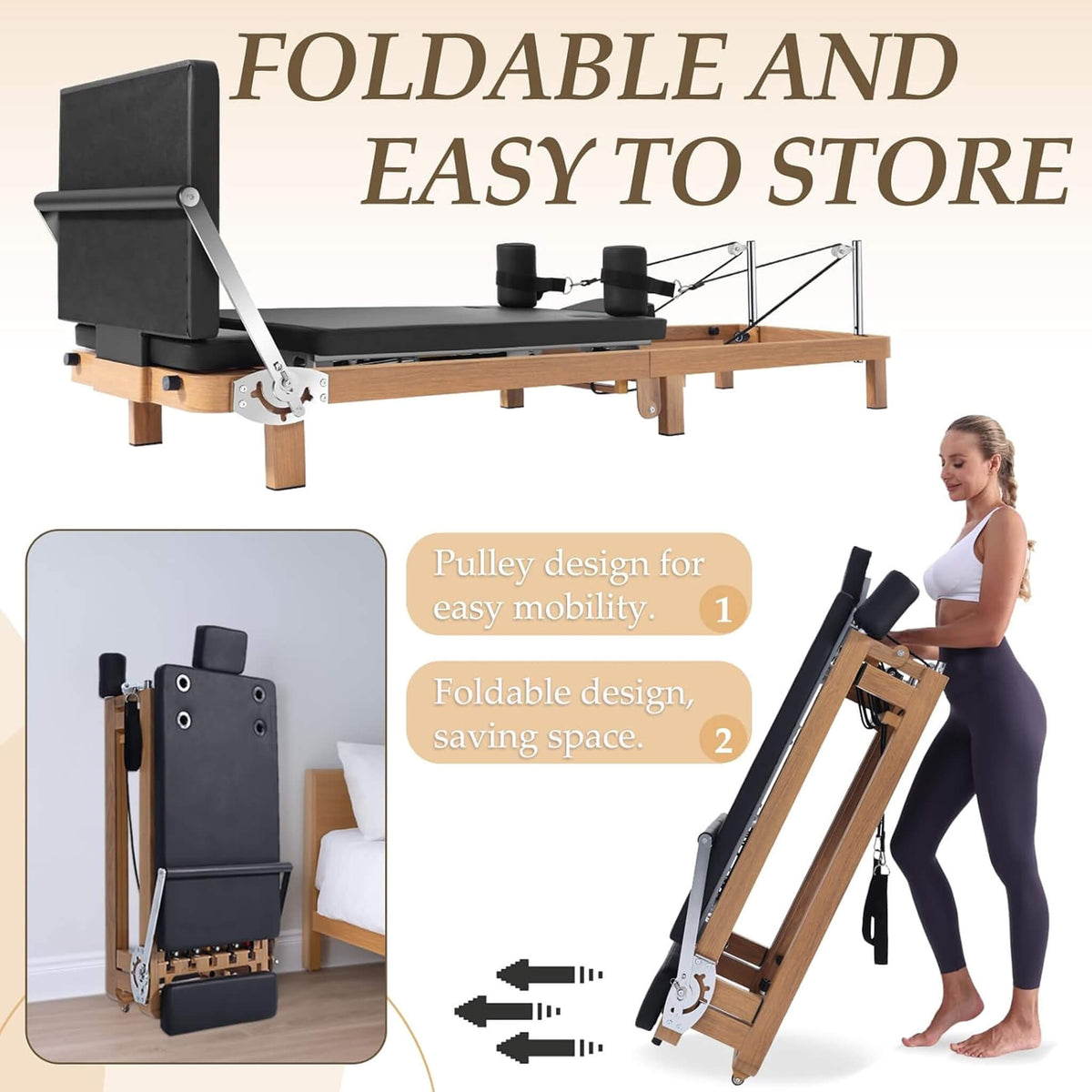 Apex Foldable Dual Resistance Pilates Reformer With Jumpboard (SAK83914)
