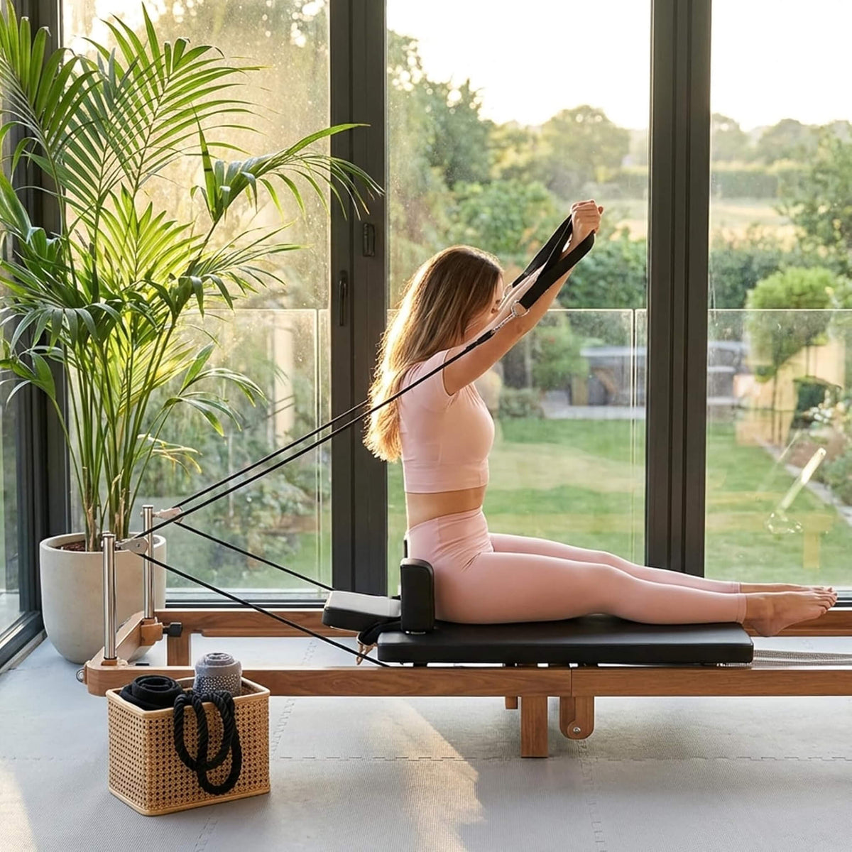 Apex Foldable Dual Resistance Pilates Reformer With Jumpboard (SAK83914)