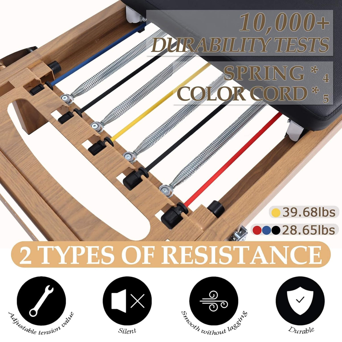 Apex Foldable Dual Resistance Pilates Reformer With Jumpboard (SAK83914)