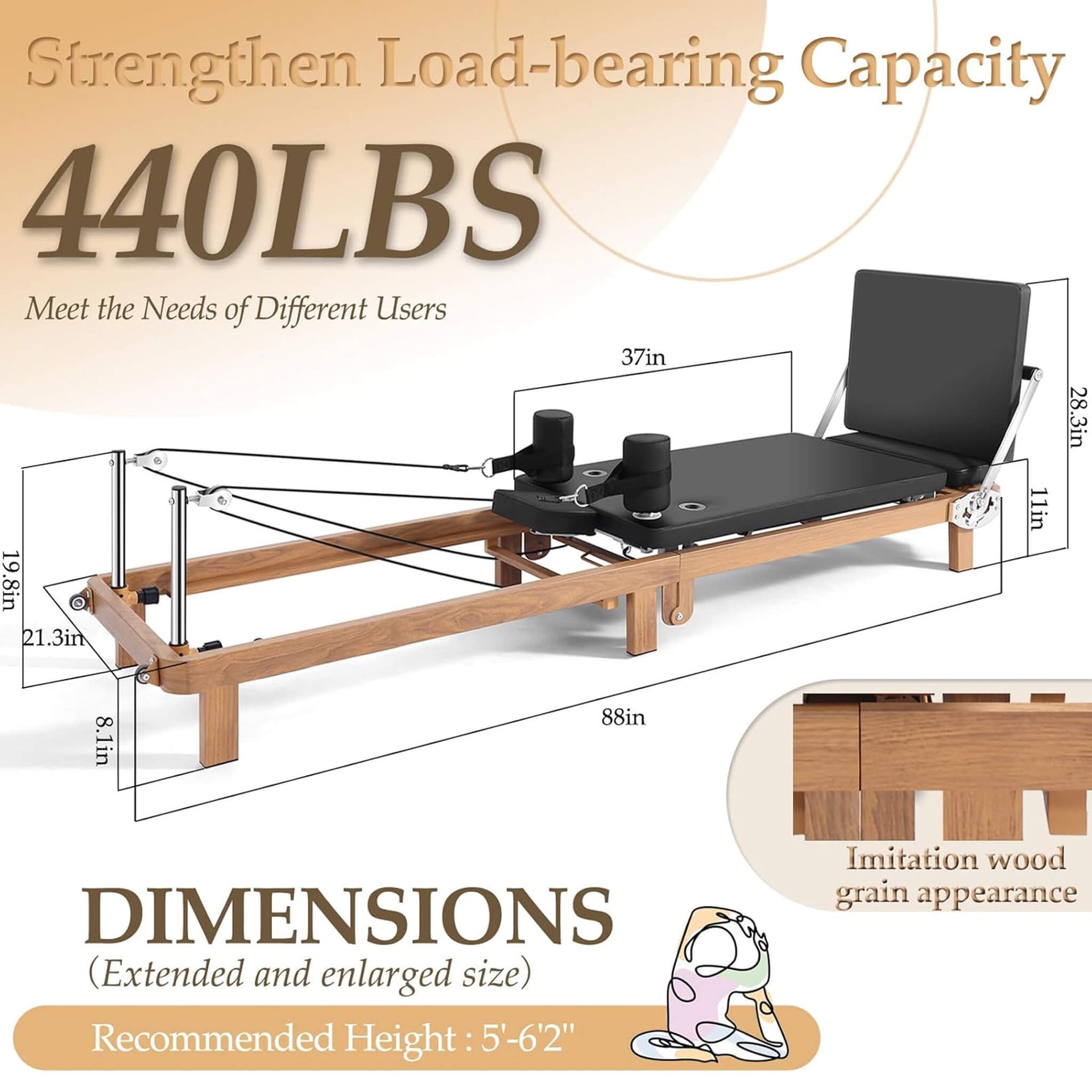 Apex Foldable Dual Resistance Pilates Reformer With Jumpboard (SAK83914)