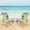 Foldable Backpack Beach Chair with Cup Holder and Storage Pockets Set of 2-Multicolor