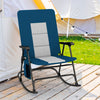 Foldable Rocking Padded Portable Camping Chair with Backrest and Armrest -Blue