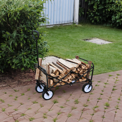 Folding Wagon Garden Shopping Beach Cart (Black)