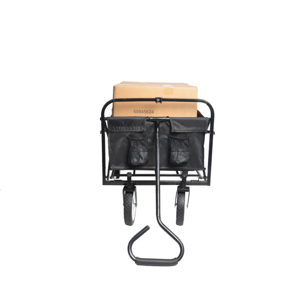 Folding Wagon Garden Shopping Beach Cart (Black)