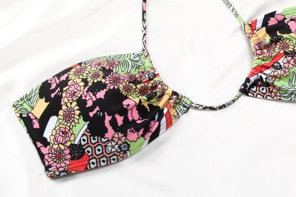 Folds Bikini Swimsuit Push Up Bikini Set Bathing Suit Women Swimwear Thong Bikini Two Pieces Bathing Suit for Women Triangle Top Bottom Solid Color Bikinis Beachwear Swimsuits