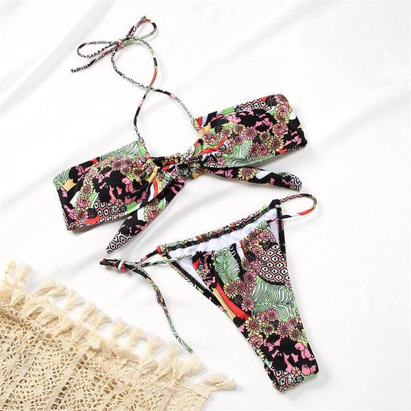 Folds Bikini Swimsuit Push Up Bikini Set Bathing Suit Women Swimwear Thong Bikini Two Pieces Bathing Suit for Women Triangle Top Bottom Solid Color Bikinis Beachwear Swimsuits