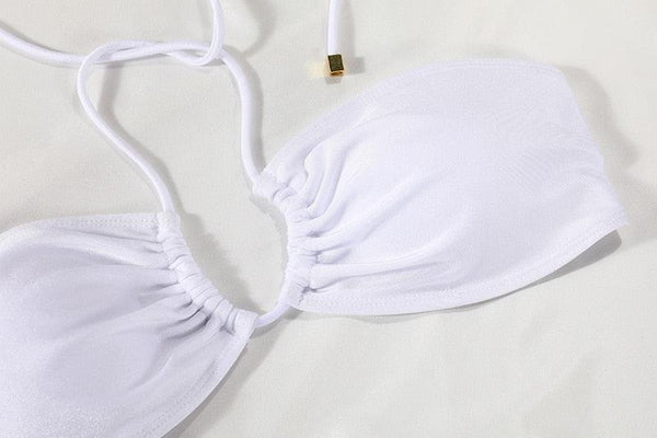 Folds Bikini Swimsuit Push Up Bikini Set Bathing Suit Women Swimwear Thong Bikini Two Pieces Bathing Suit for Women Triangle Top Bottom Solid Color Bikinis Beachwear Swimsuits