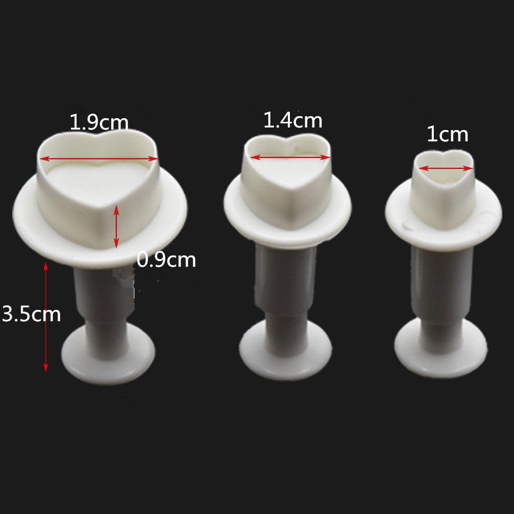 Fondant Cake Cookie Cutter Embossed Ejector Stamp Plunger Mold Kitchen Baking Cake Decorating Tools  Heart Shaped Cookie Mold Hand Press Cookie Dessert Cutter Pastry Decoration Tool Mooncake Maker