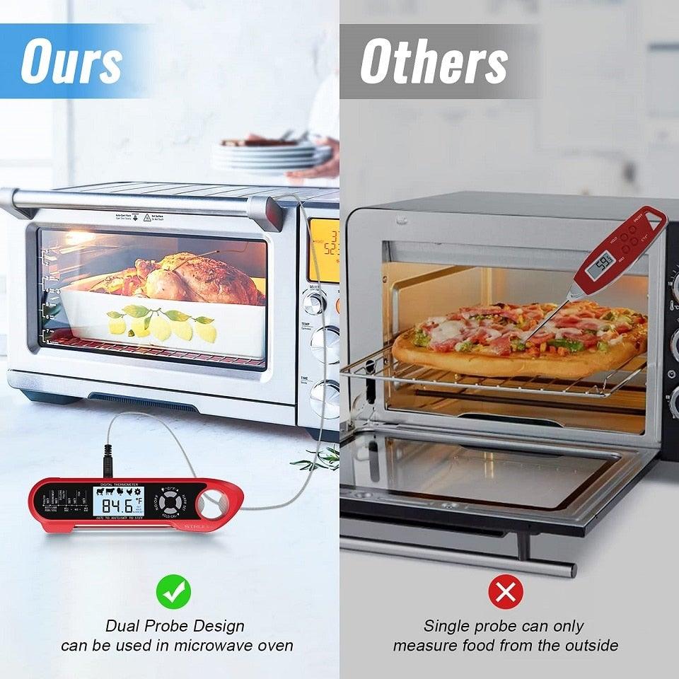 Food Kitchen Digital Meat BBQ Thermometer Dual Probe Design Waterproof Cooking Tools Instant Read Food Thermometer with Alarm and Calibration Function Waterproof Cooking Thermometer for Grilling Baking BBQ Candy Milk