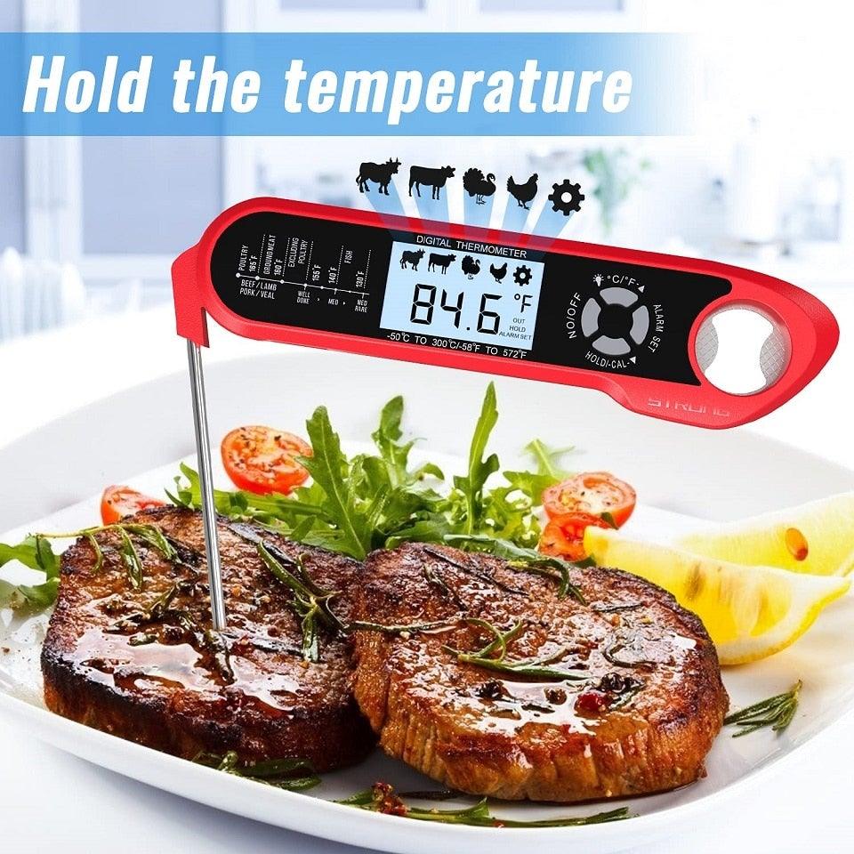 Food Kitchen Digital Meat BBQ Thermometer Dual Probe Design Waterproof Cooking Tools Instant Read Food Thermometer with Alarm and Calibration Function Waterproof Cooking Thermometer for Grilling Baking BBQ Candy Milk