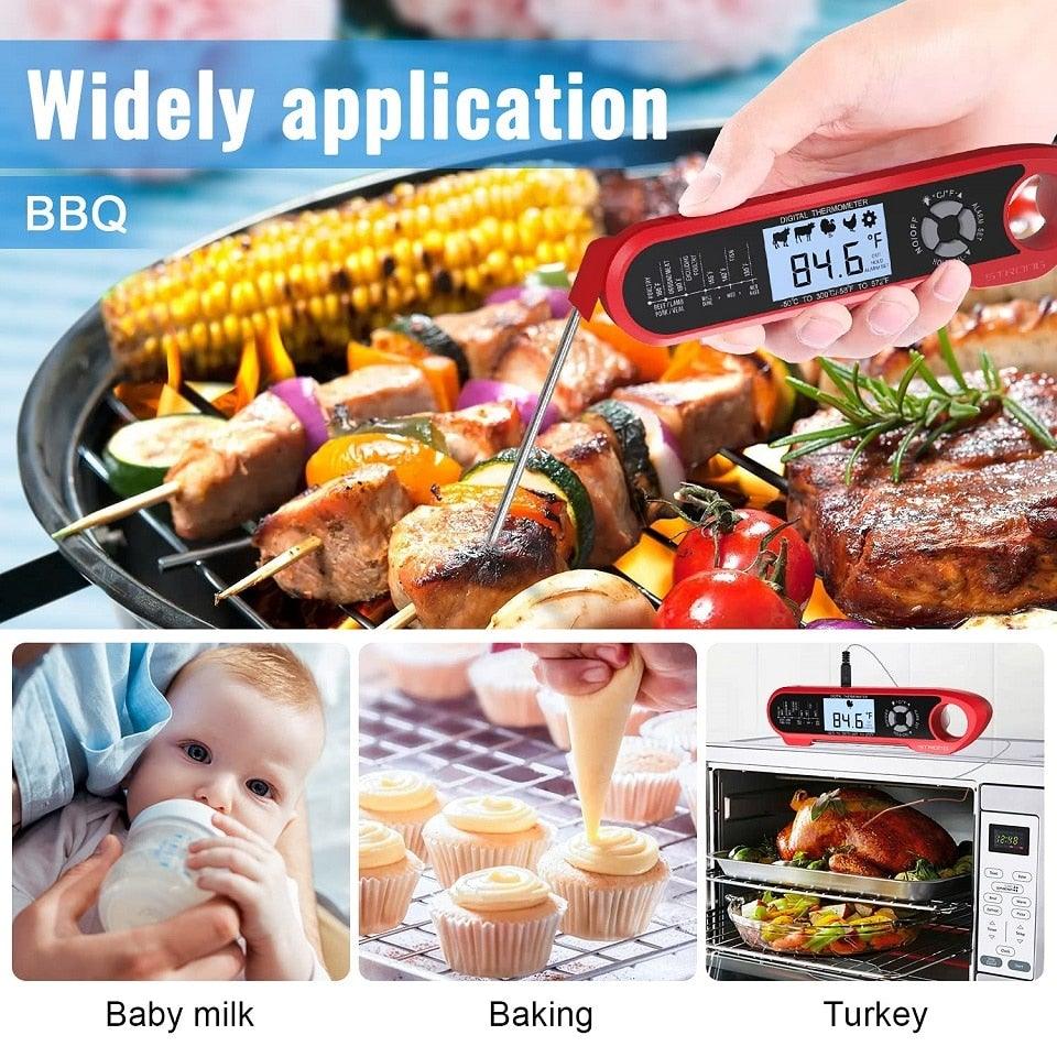 Food Kitchen Digital Meat BBQ Thermometer Dual Probe Design Waterproof Cooking Tools Instant Read Food Thermometer with Alarm and Calibration Function Waterproof Cooking Thermometer for Grilling Baking BBQ Candy Milk