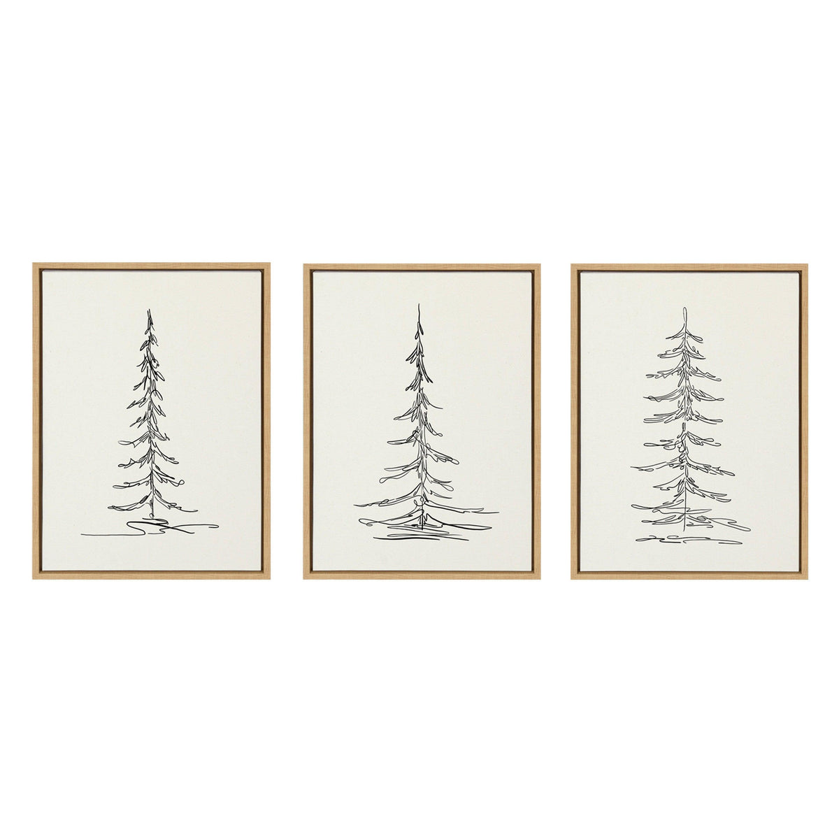 Sylvie Minimalist Evergreen Trees Framed Canvas Set by The Creative Bunch Studio
