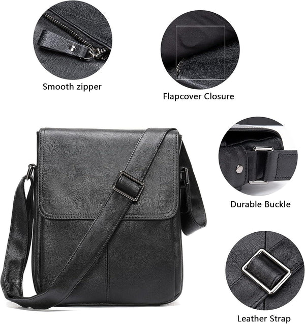 FR Fashion Co. Men's Compact Genuine Leather Crossbody Bag