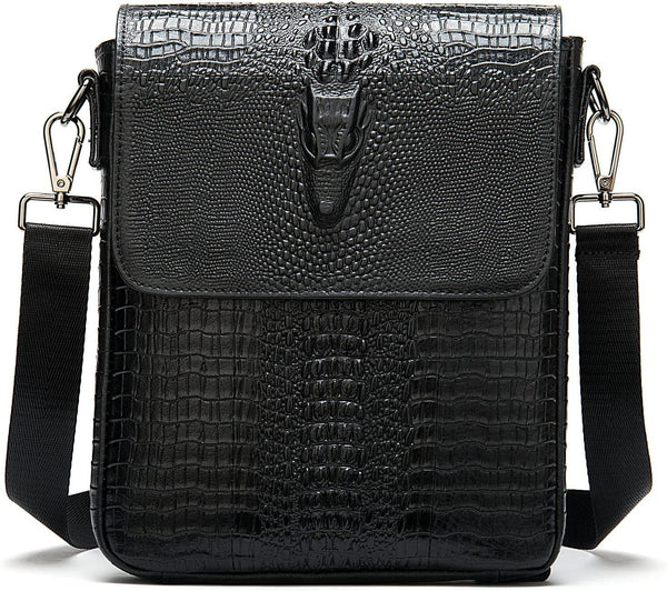 FR Fashion Co. Men's Crocodile Leather Crossbody Bag