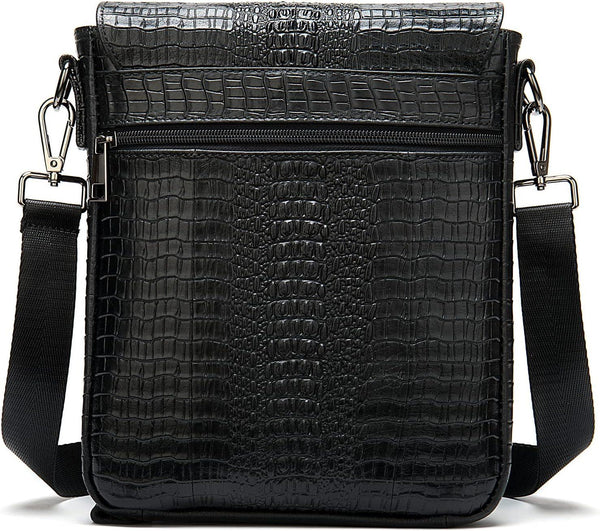FR Fashion Co. Men's Crocodile Leather Crossbody Bag
